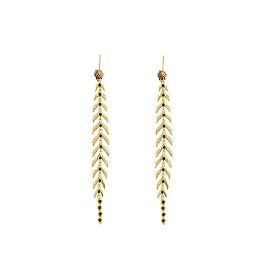 Brincos New Year em Prata Dourada e Onix - Loja do Ouro