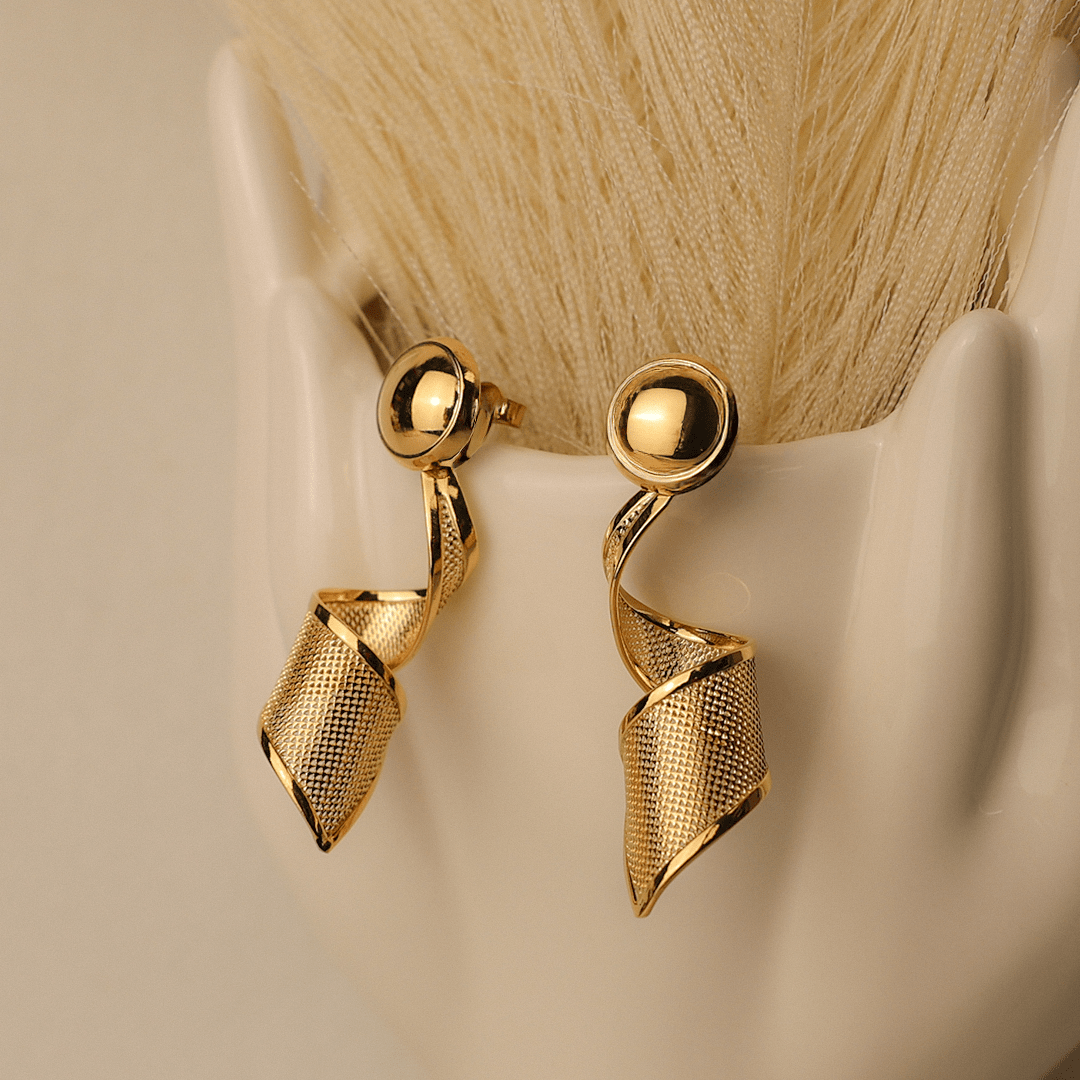 Brincos Pendentes Espiral em Ouro 19kl - Loja do Ouro