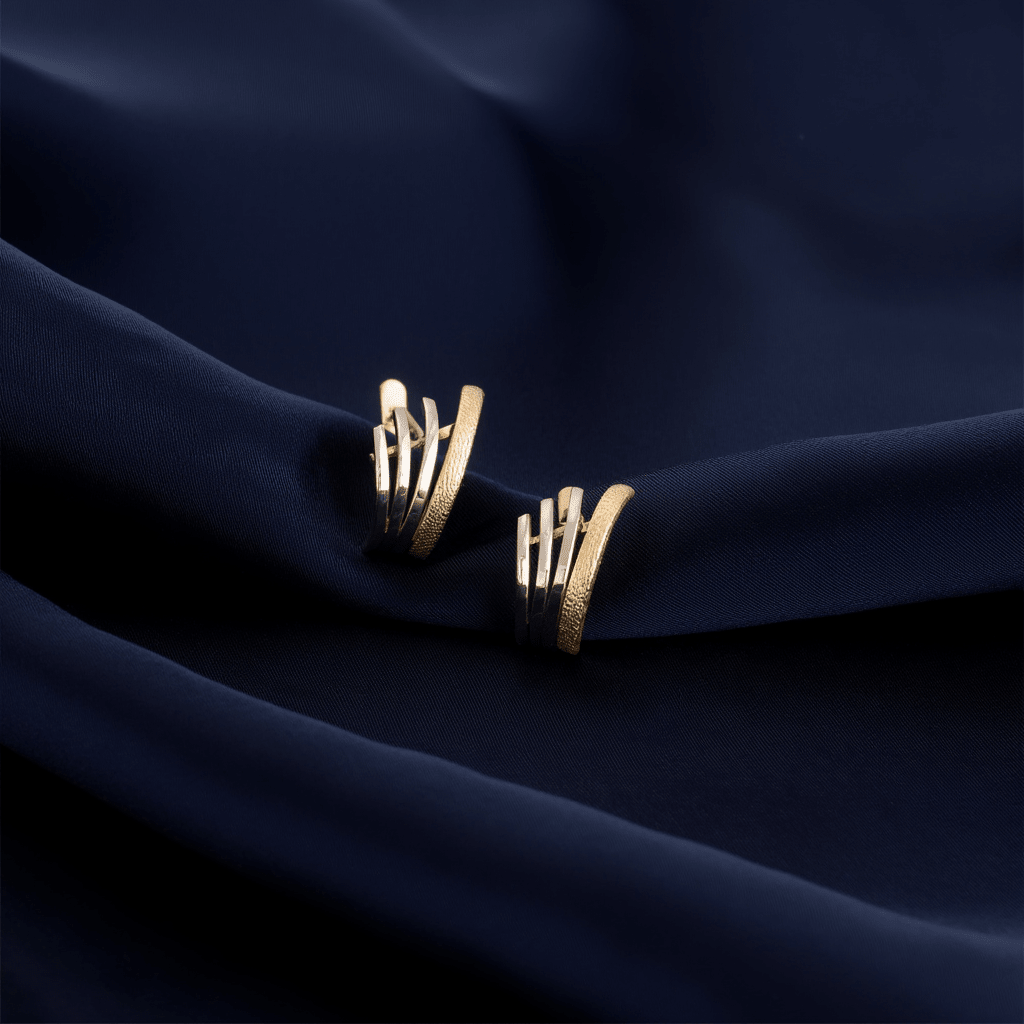 Brincos Quatro Fiadas em Ouro Amarelo e Ouro Branco 19kl - Loja do Ouro