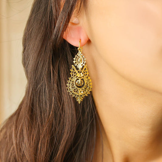 Brincos Rainha em Ouro 19kl (4.5cm) - Loja do Ouro