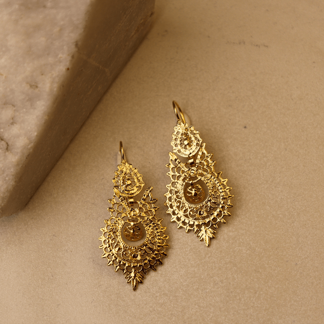 Brincos Rainha em Ouro 19kl (4.5cm) - Loja do Ouro