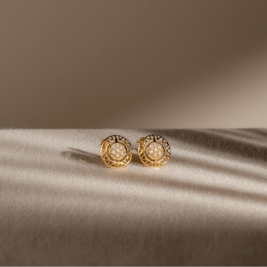 Brincos Redondos em Ouro 19kl com Zircónias - Loja do Ouro