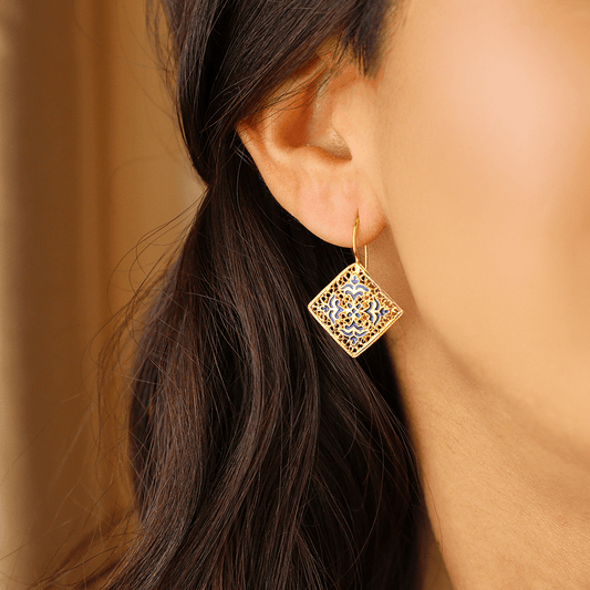 Brincos Segredos do Tejo em Prata Dourada - Loja do Ouro