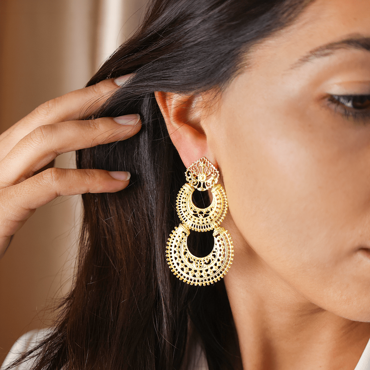 Brincos Solaris em Prata Dourada - Loja do Ouro