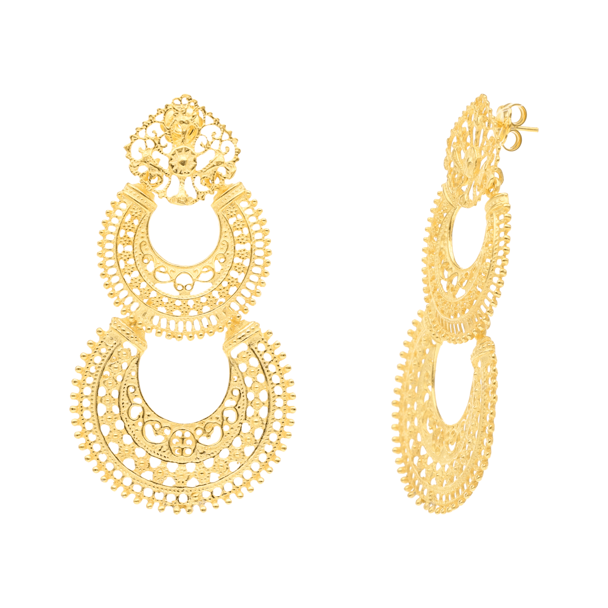 Brincos Solaris em Prata Dourada - Loja do Ouro