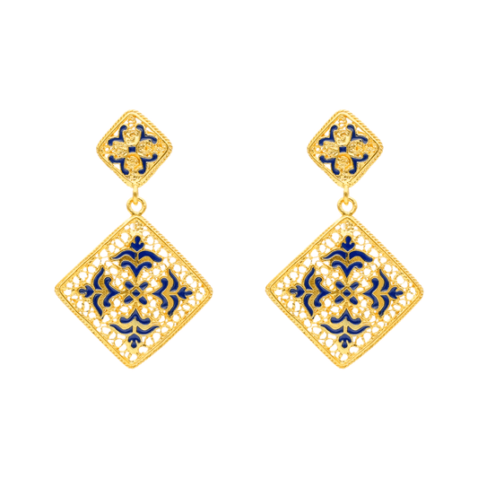 Brincos Sonhos de Alfama em Prata Dourada - Loja do Ouro