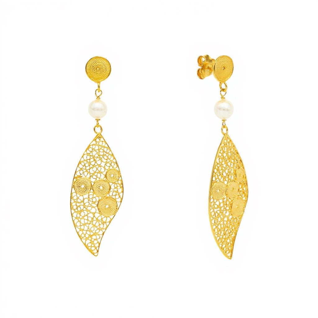 Brincos Sopro de Viana em Prata Dourada (6.2cm) - Loja do Ouro