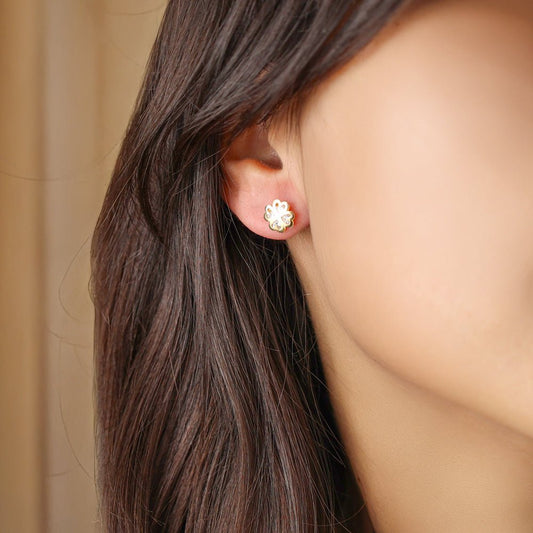 Brincos Trevo em Ouro 19kl com Zircónias (0.9cm) - Loja do Ouro