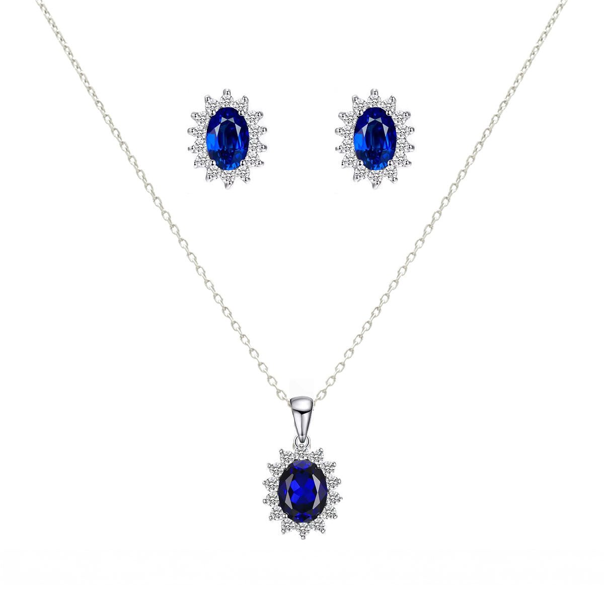 Conjunto Fio e Brincos Lady Di em Prata (43cm) - Loja do Ouro