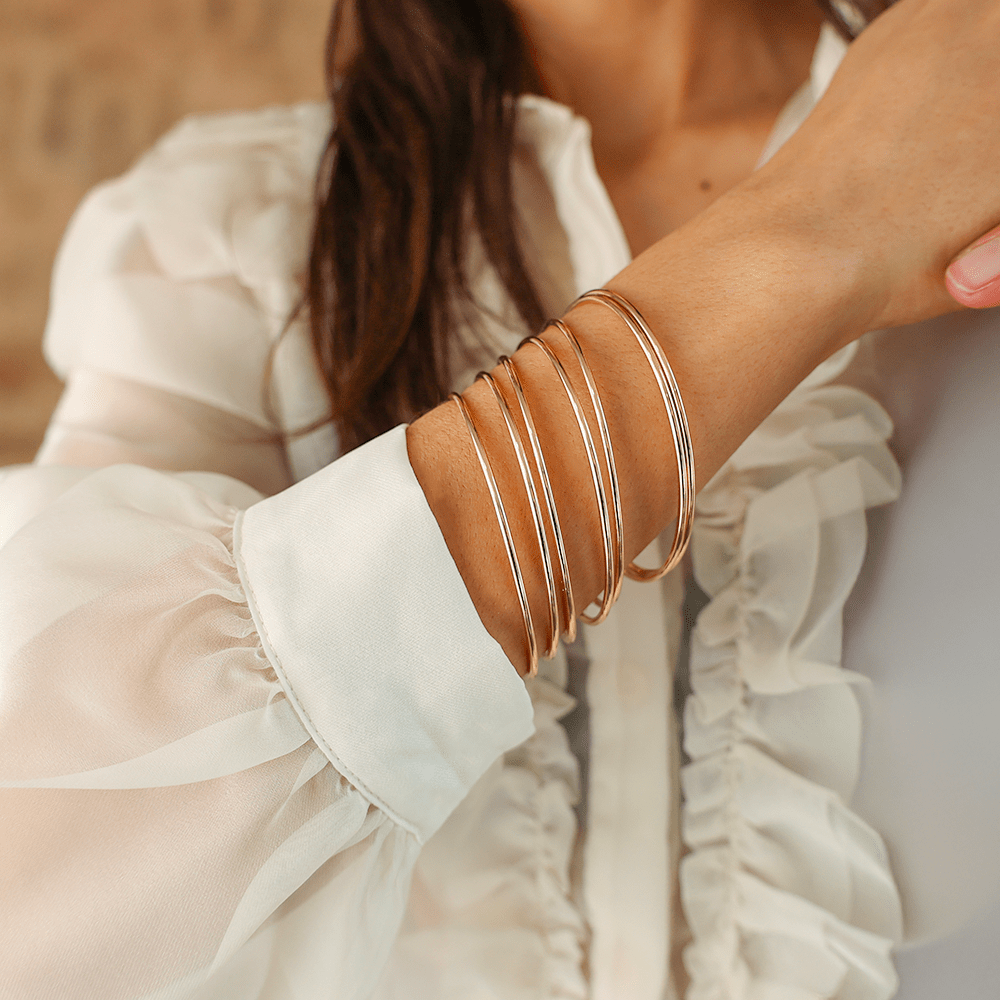 Conjunto Pulseiras Sete Escravas em Ouro 19kl (6.5cm) - Loja do Ouro
