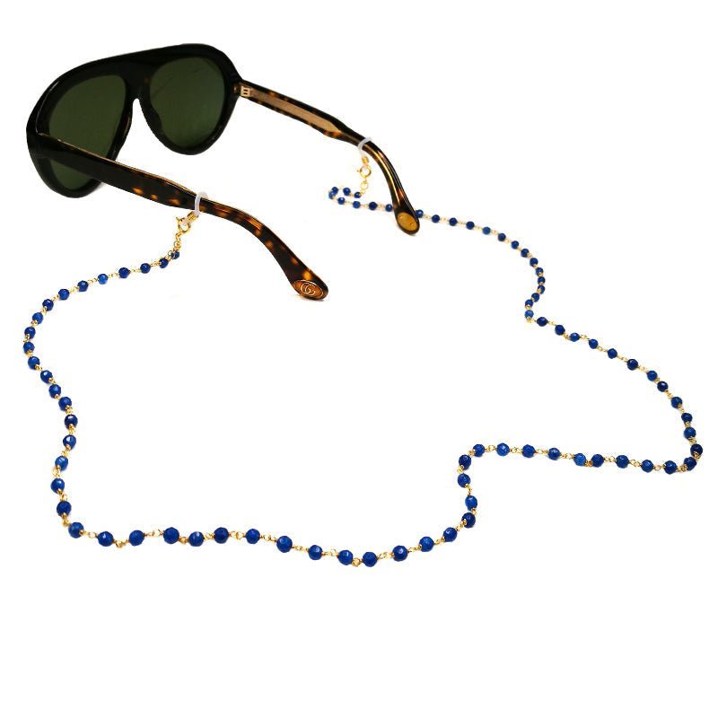 Corrente Glamour com Contas Azul Escuro - Loja do Ouro