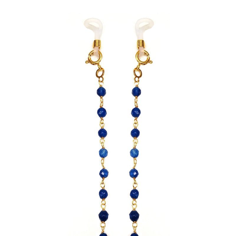 Corrente Glamour com Contas Azul Escuro - Loja do Ouro