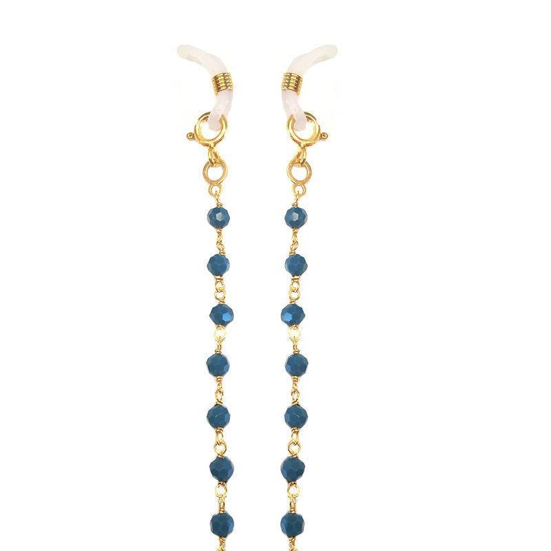 Corrente Glamour com Contas Azul Petróleo - Loja do Ouro