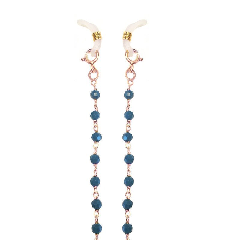 Corrente Glamour com Contas Azul Petróleo - Loja do Ouro