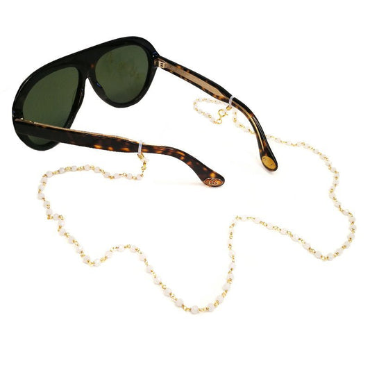 Corrente Glamour com Contas Brancas - Loja do Ouro