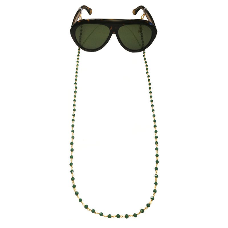 Corrente Glamour com Contas Verde Esmeralda - Loja do Ouro