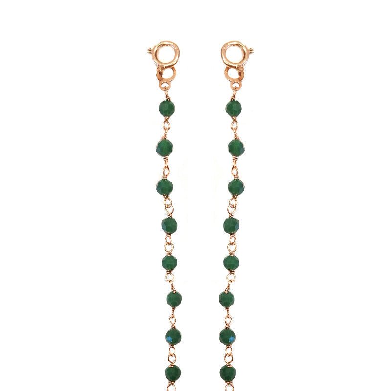 Corrente Glamour com Contas Verde Esmeralda - Loja do Ouro