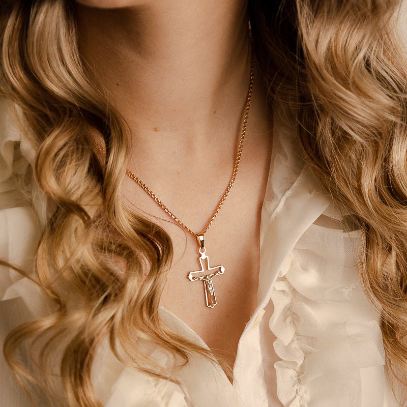 Crucifixo Bicolor em Ouro 19kl (2.87cm) - Loja do Ouro