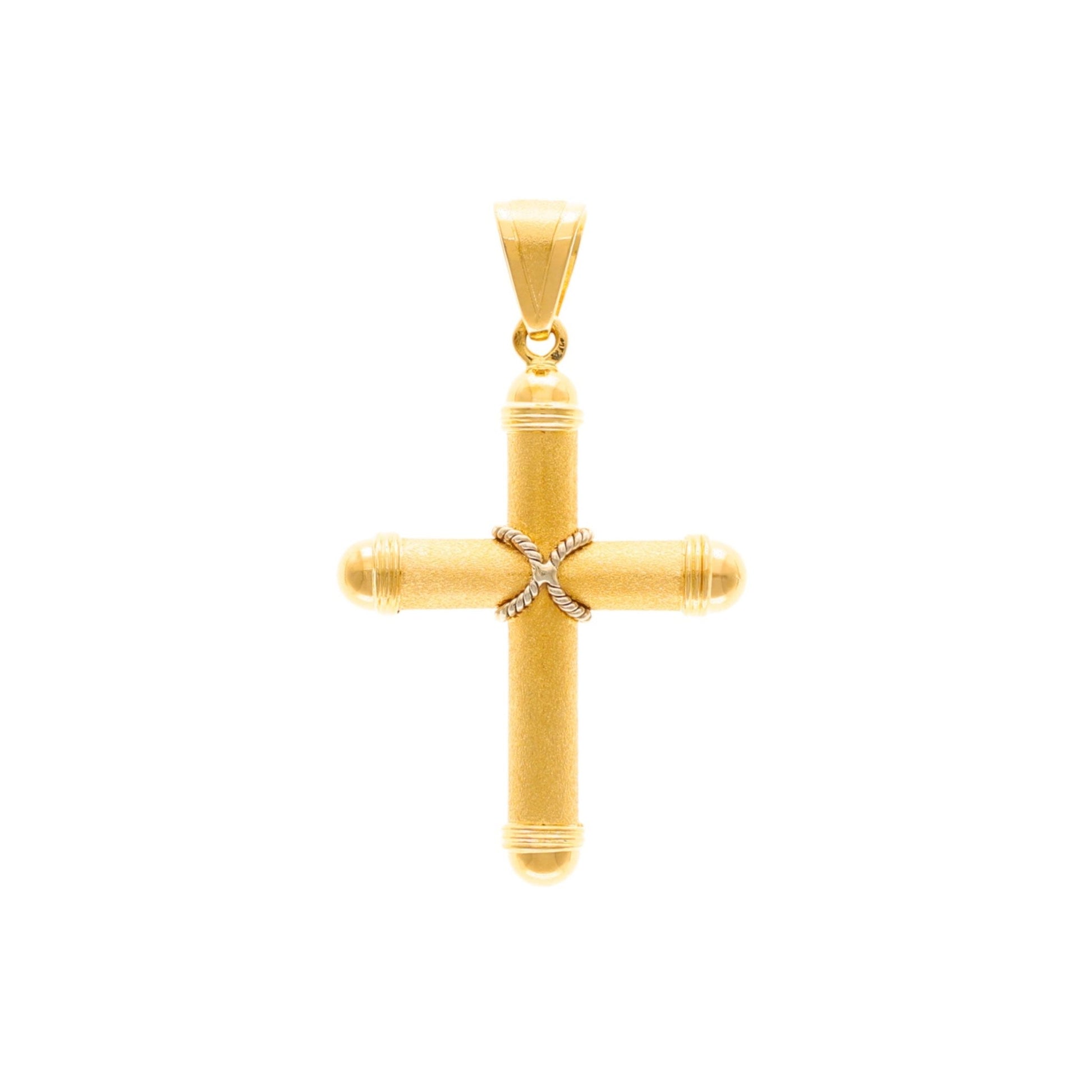 Cruz Escovada em Ouro 19kl com Corda (4cm) - Loja do Ouro