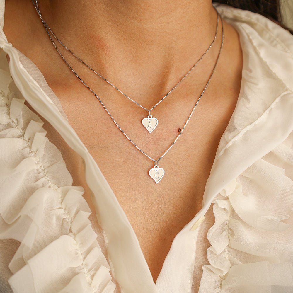 Fio Coração em Prata com Letra - Loja do Ouro