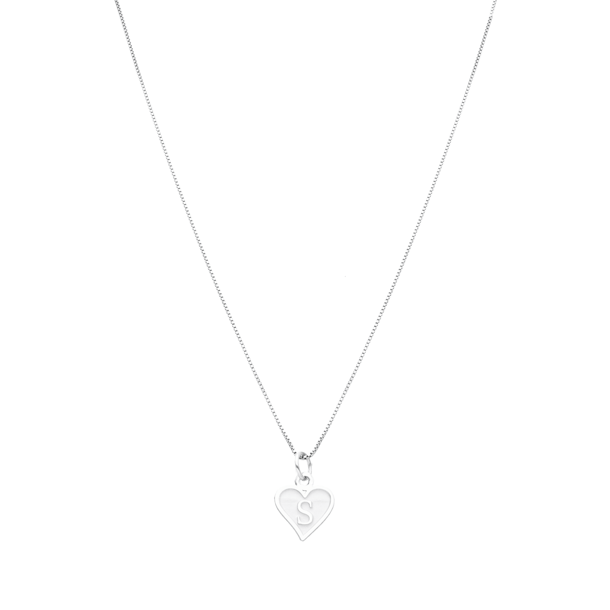 Fio Coração em Prata com Letra - Loja do Ouro