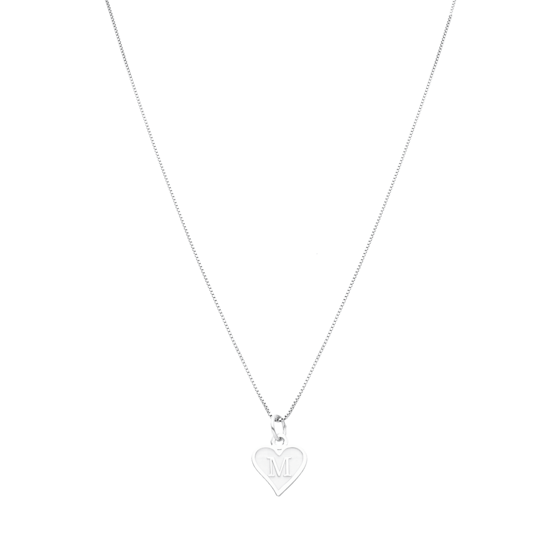 Fio Coração em Prata com Letra - Loja do Ouro