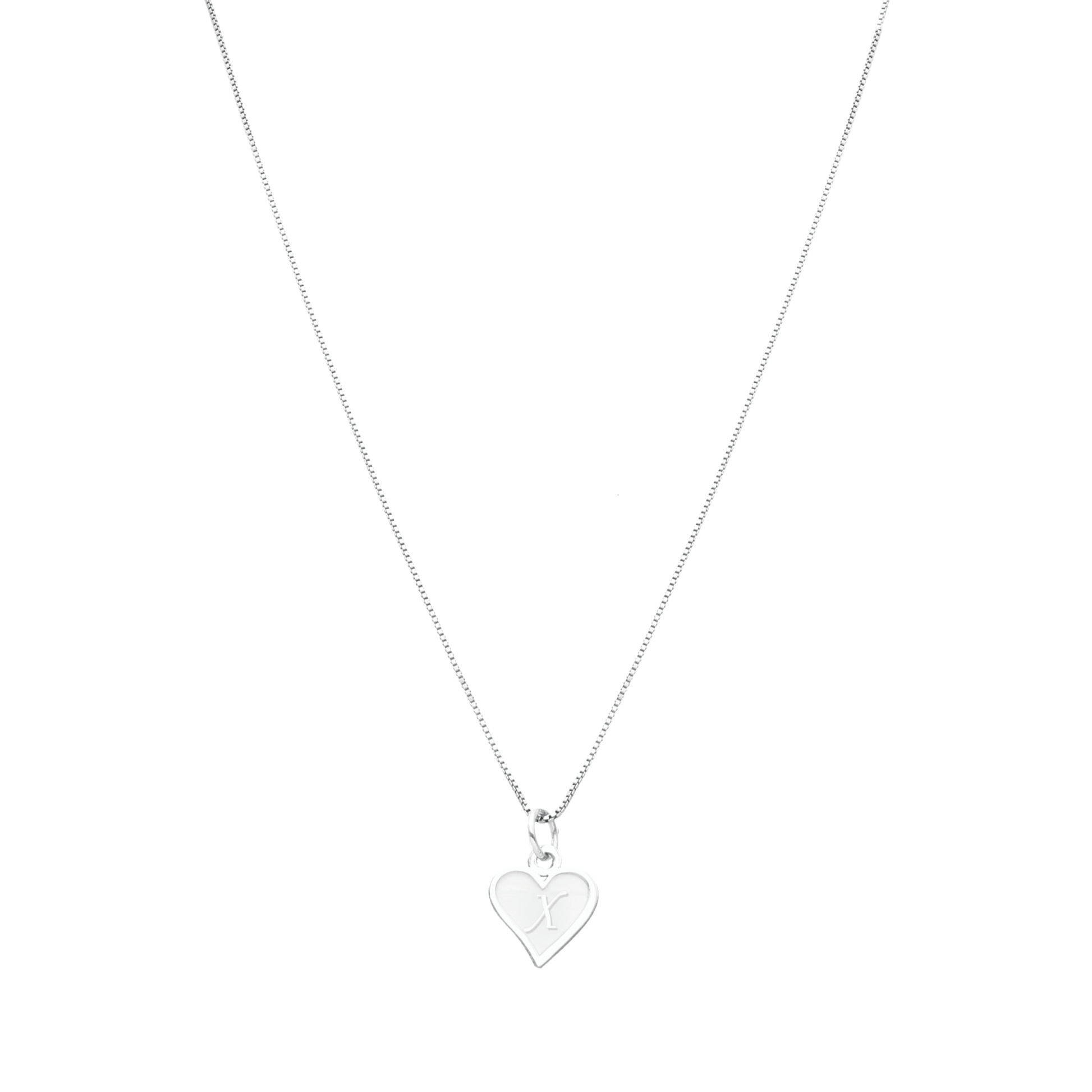 Fio Coração em Prata com Letra - Loja do Ouro