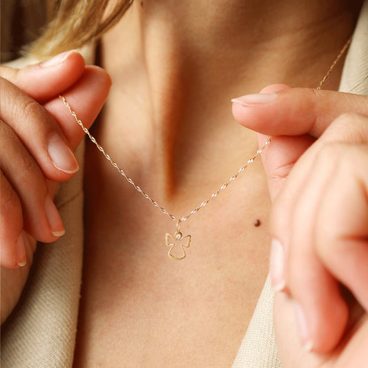 Fio em Ouro 19kl com Anjo da Guarda (45cm) - Loja do Ouro