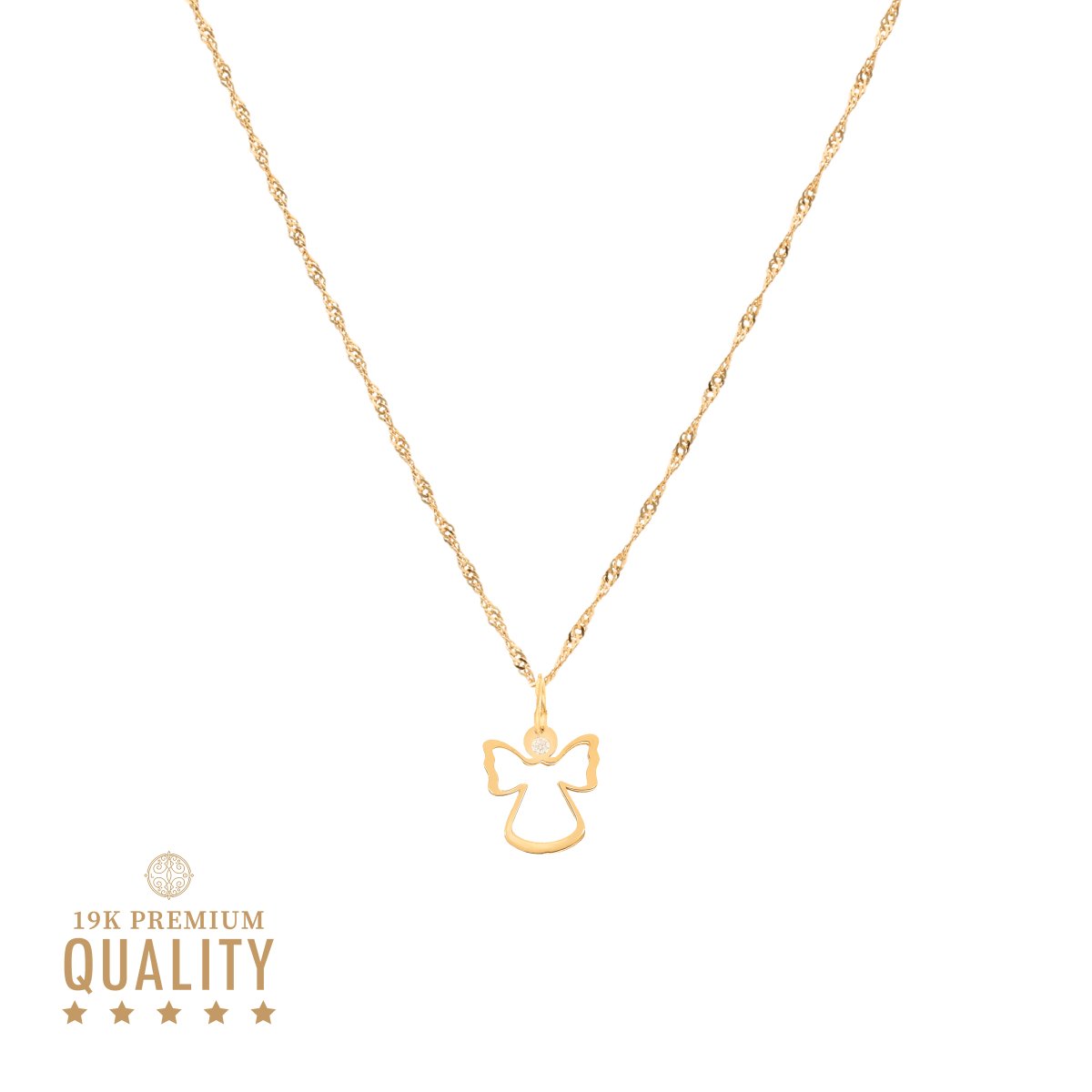 Fio em Ouro 19kl com Anjo da Guarda (45cm) - Loja do Ouro