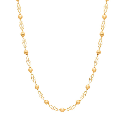 Fio em Ouro 19kl com Elos Infinitos e Esferas (44cm) - Loja do Ouro