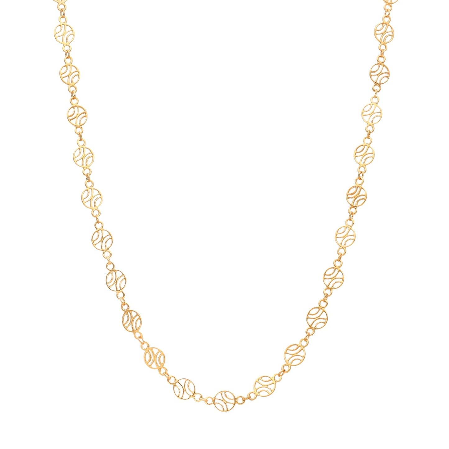 Fio em Ouro 19kl com Elos intercalados por Círculos (48.5cm) - Loja do Ouro