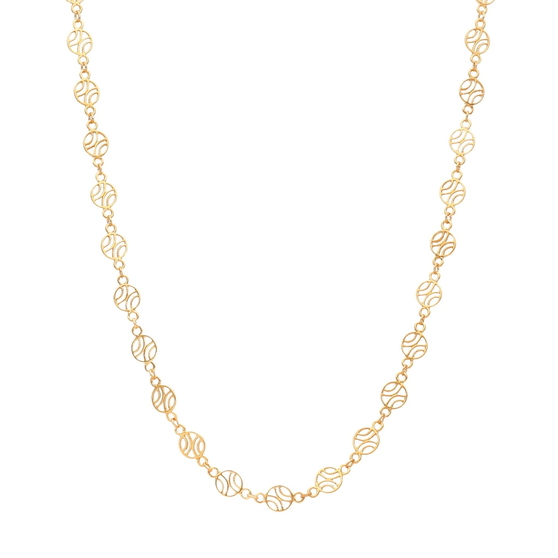 Fio em Ouro 19kl com Elos intercalados por Círculos (48.5cm) - Loja do Ouro