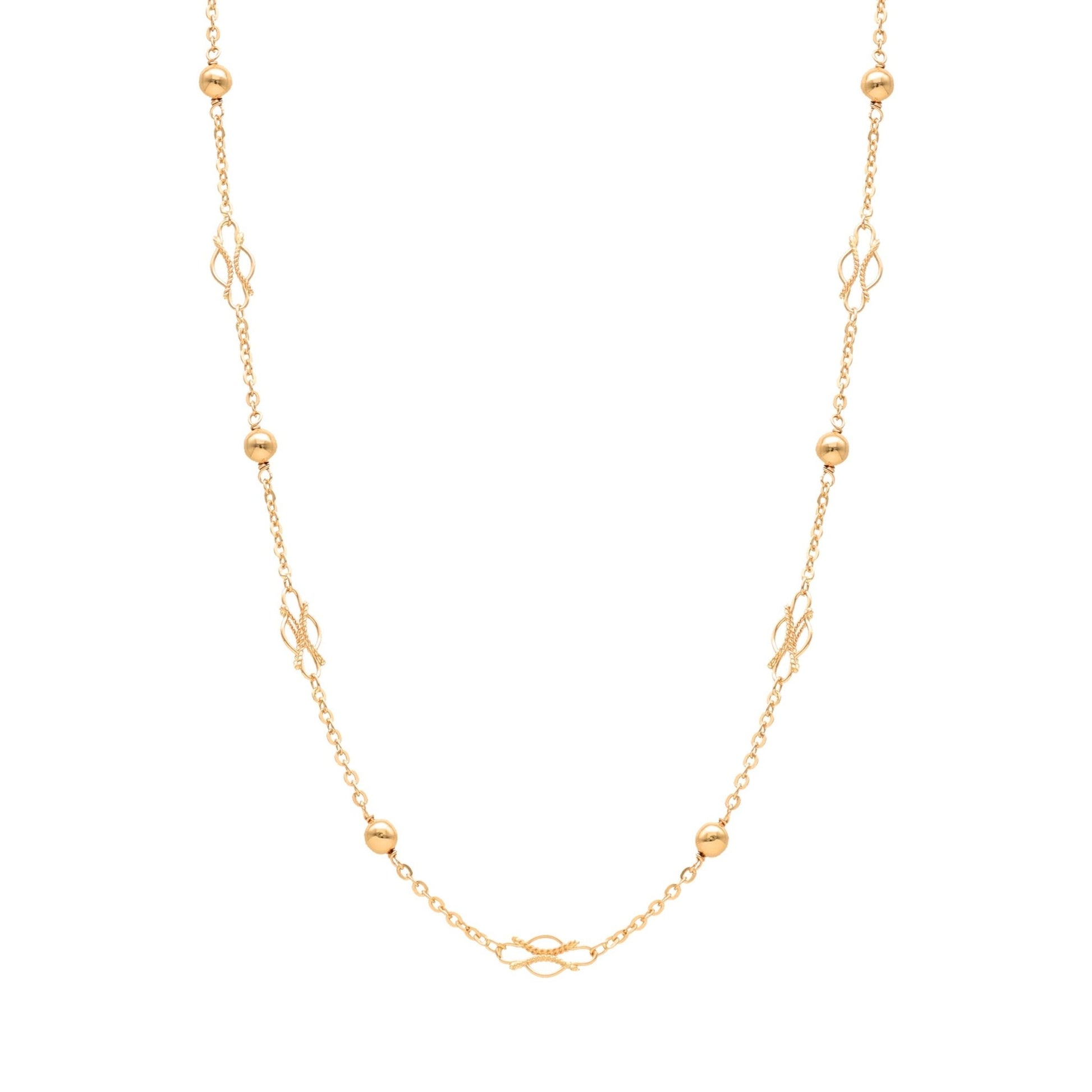 Fio em Ouro 19kl com Elos Trabalhados e Esferas (49cm) - Loja do Ouro