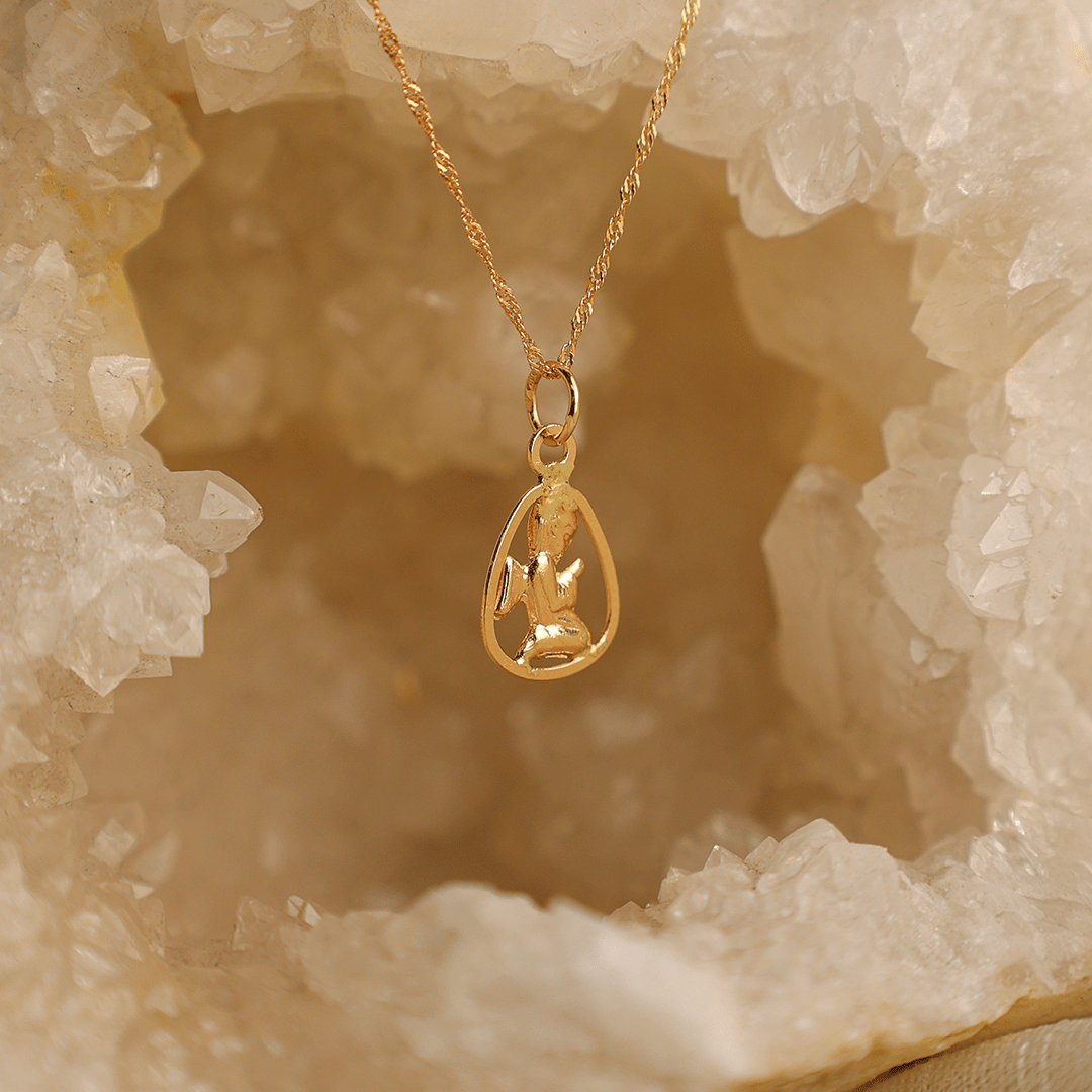 Fio em Ouro 19kl com Medalha Anjo da Guarda em Lágrima (45cm) - Loja do Ouro