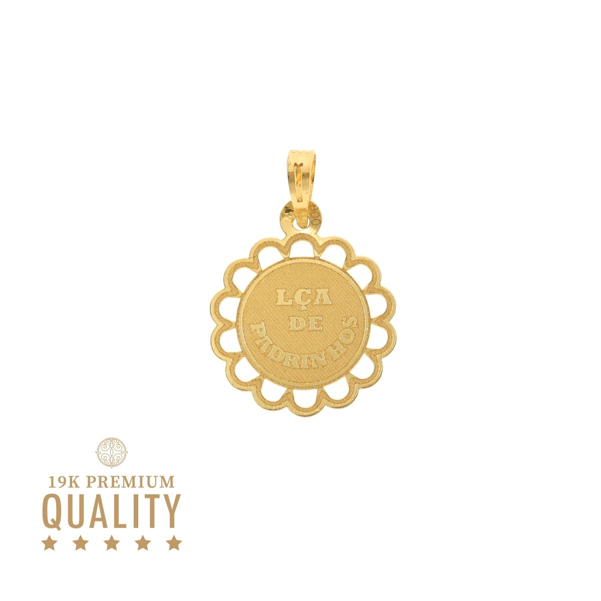 Fio em Ouro 19kl com Medalha Flor "Lça de Padrinhos" - Loja do Ouro