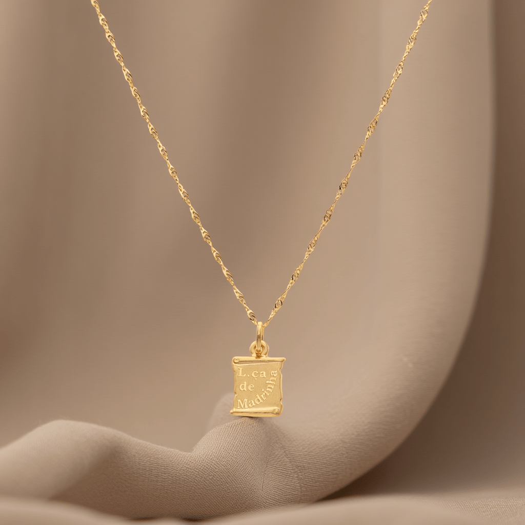 Fio em Ouro 19kl com Medalha Lembrança Madrinha (45cm) - Loja do Ouro