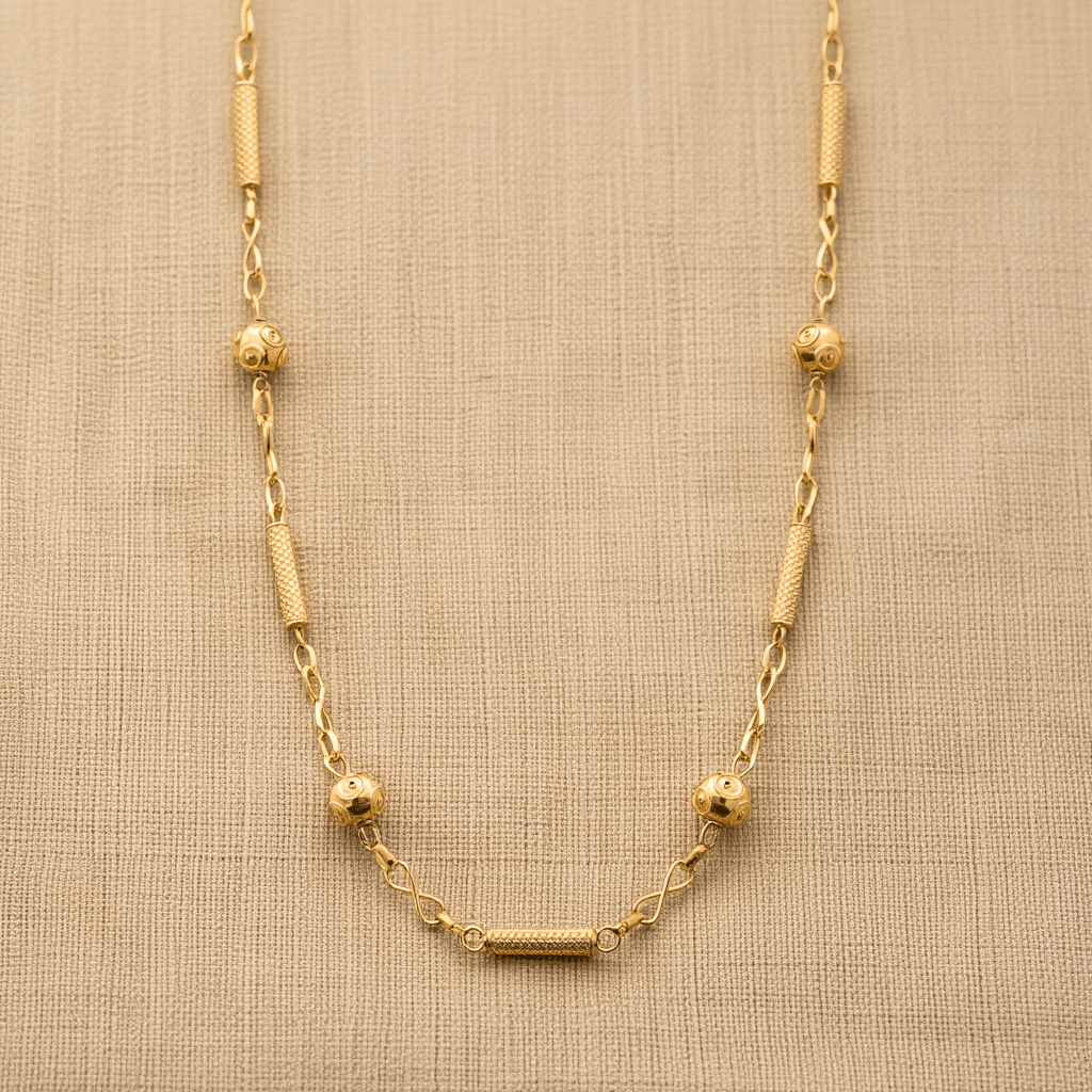 Fio em Ouro com Contas de Viana e Tubos (47cm) - Loja do Ouro