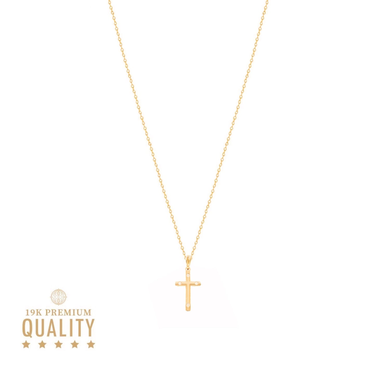 Fio em Ouro de 19kl com Cruz e Zircónias - Loja do Ouro