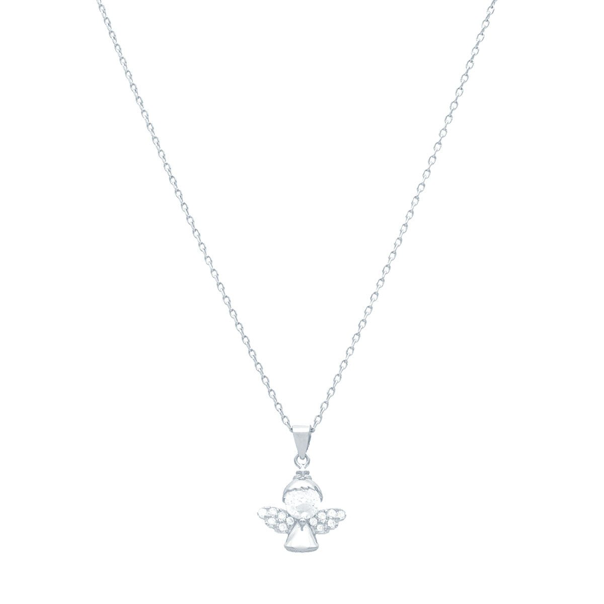 Fio em Prata com Anjo cravejado de Zircónias - Loja do Ouro