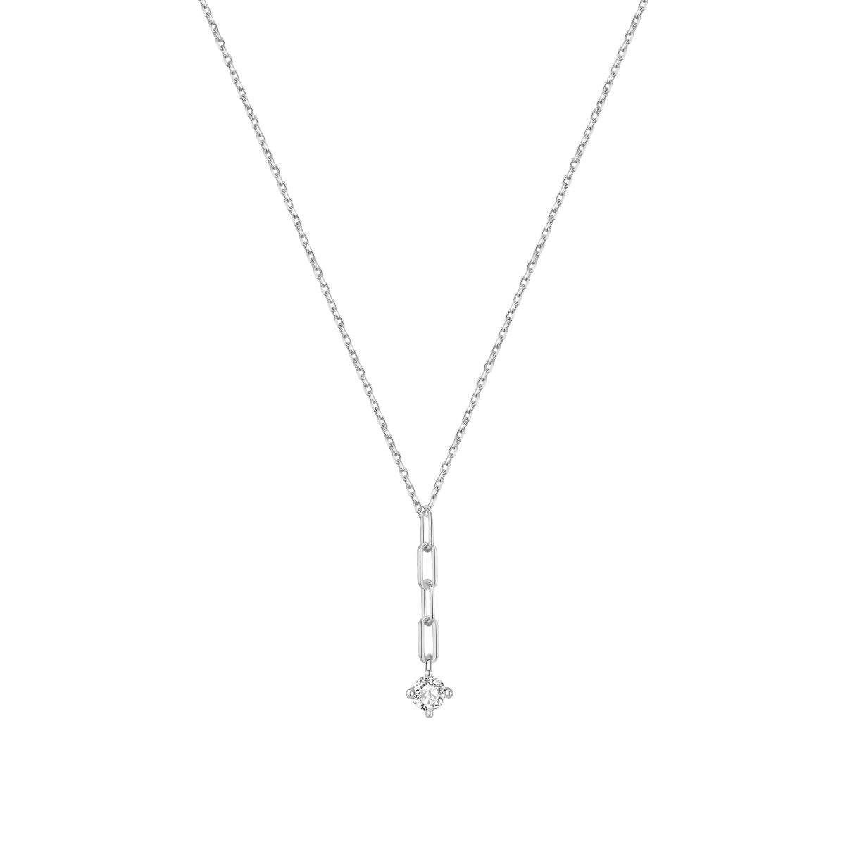 Fio em Prata com Pendente Zircónia (40cm) - Loja do Ouro