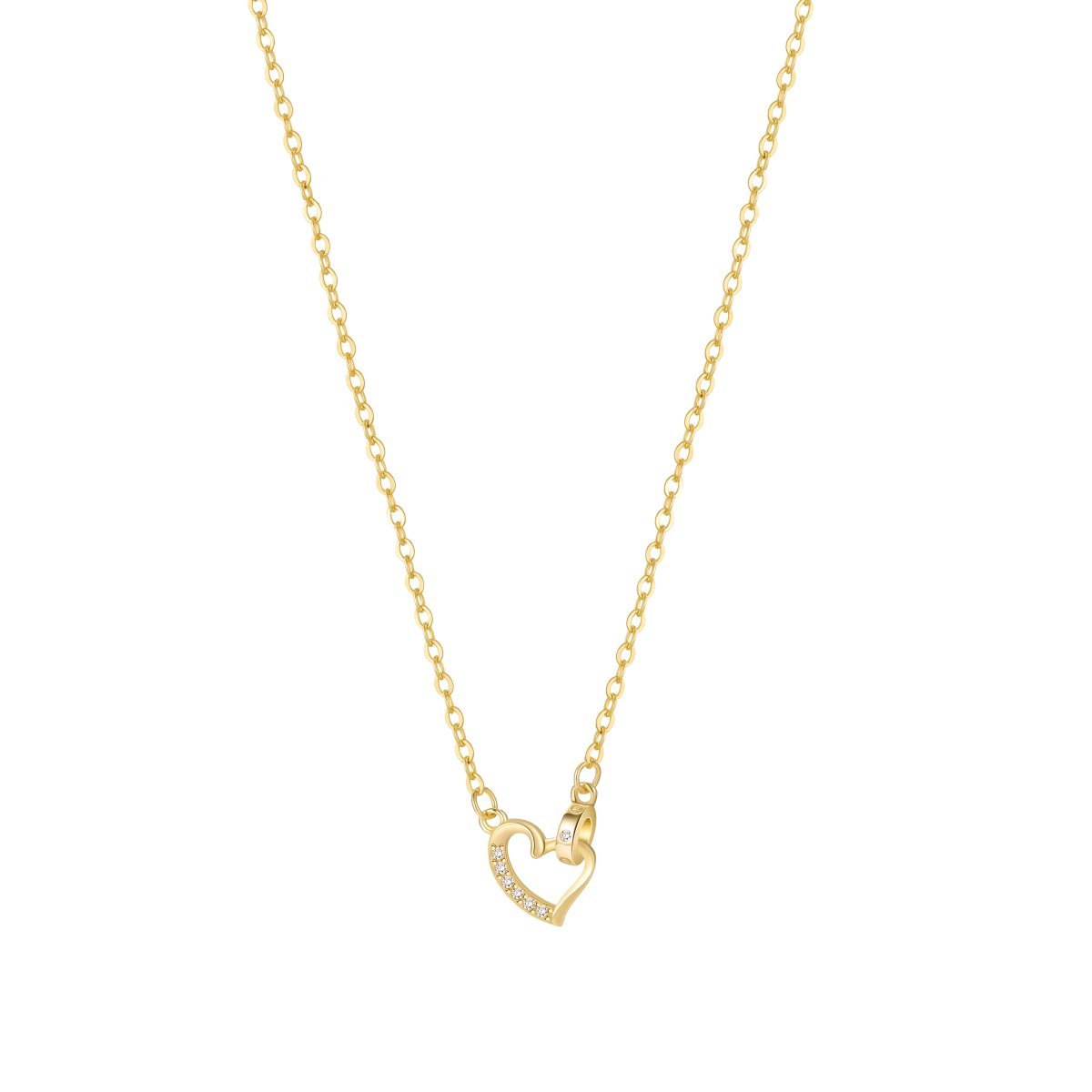 Fio em Prata Dourada com Coração cravejado de Zircónias (40cm) - Loja do Ouro