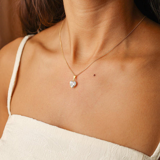 Fio Malha Barbela em Ouro 19kl com Zircão Coração (50cm) - Loja do Ouro