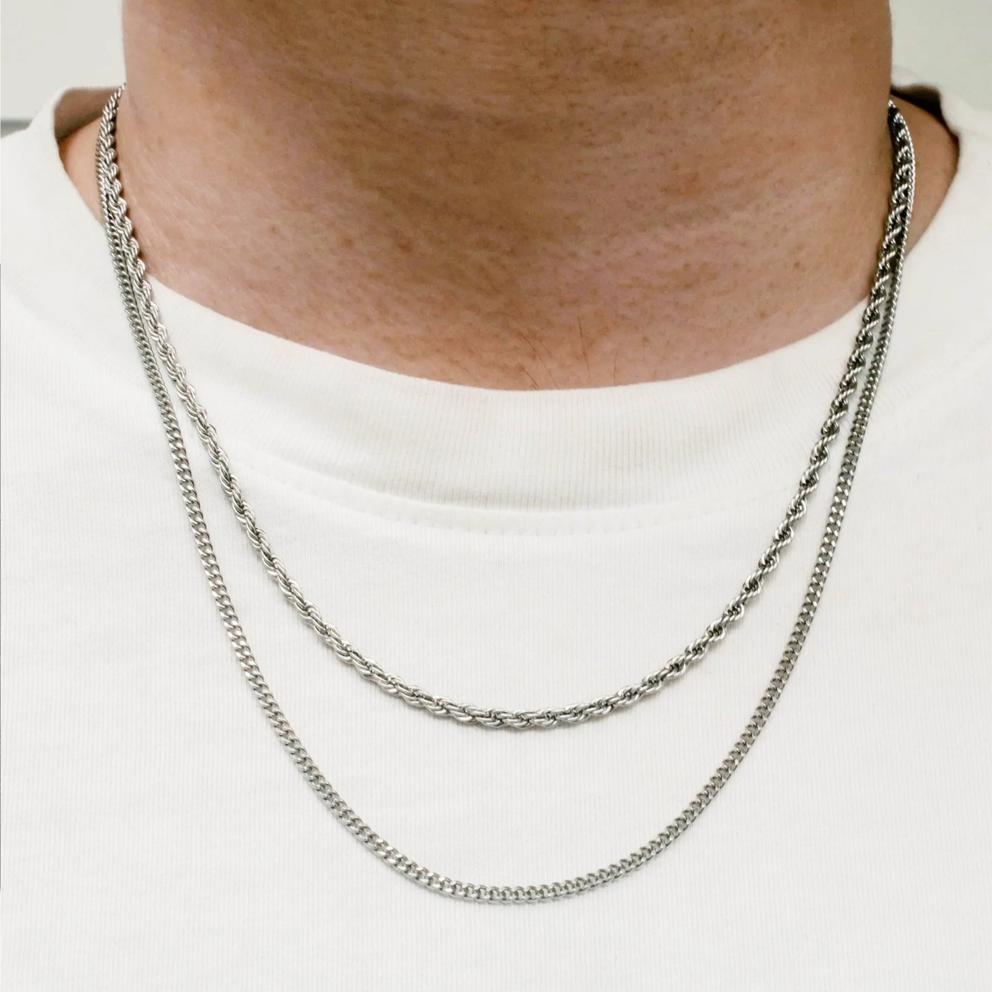 Fio Malha Barbela em Prata (60cm) - Loja do Ouro