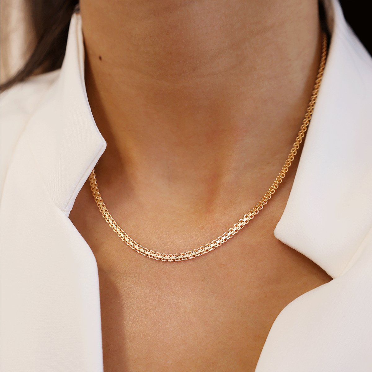 Fio Malha Batida em Ouro (41cm) - Loja do Ouro