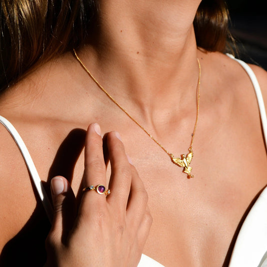 Fio Pomba em Prata Dourada com Zircónia - Loja do Ouro