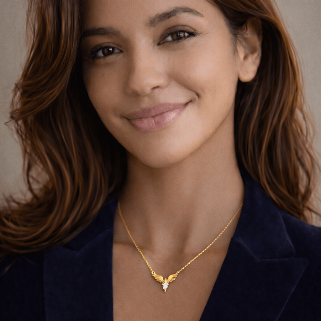 Fio Pomba em Prata Dourada com Zircónia - Loja do Ouro