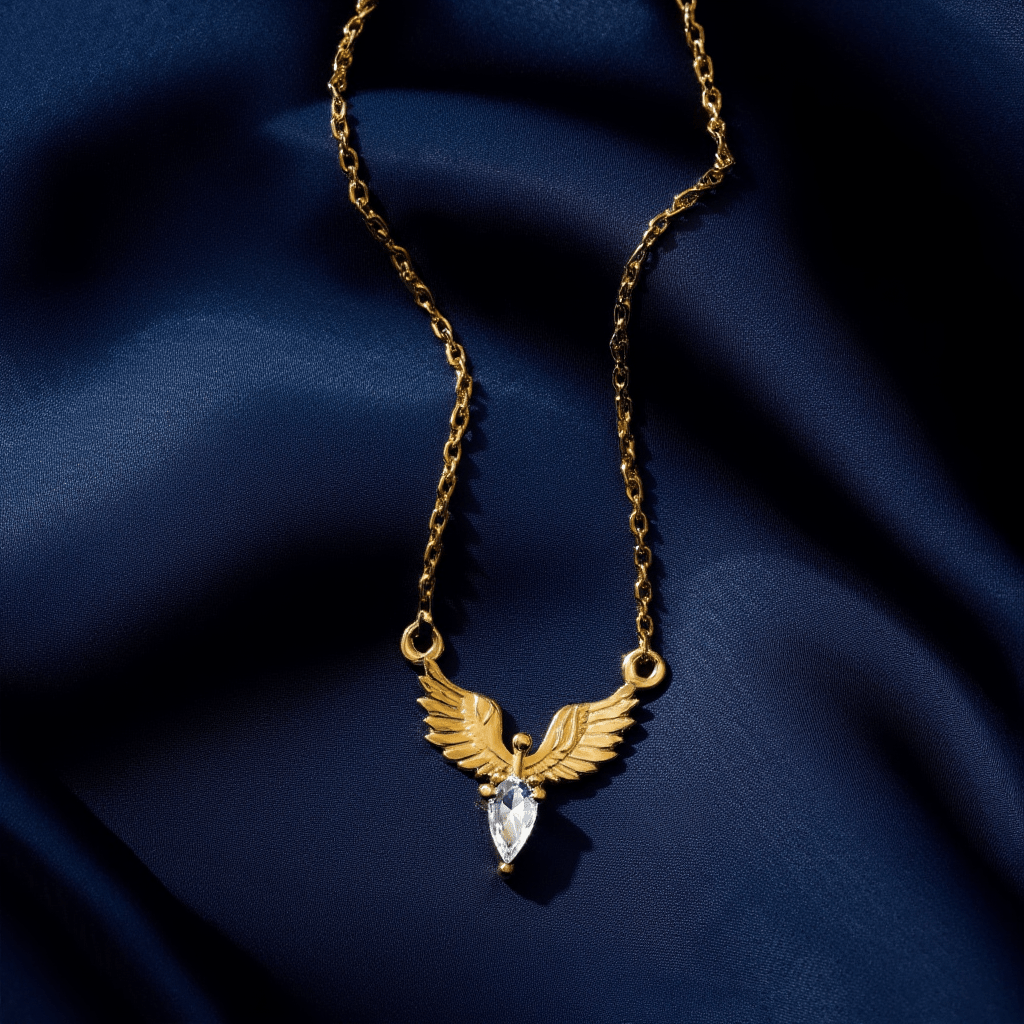 Fio Pomba em Prata Dourada com Zircónia - Loja do Ouro