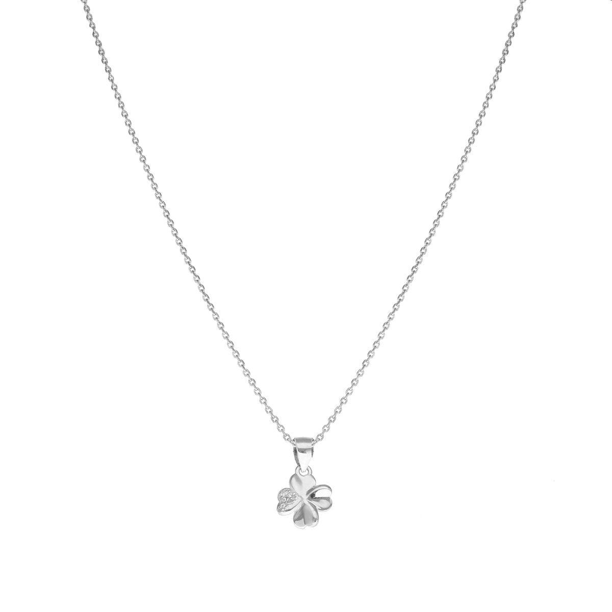 Fio Trevo em Prata com Zirconias - Loja do Ouro