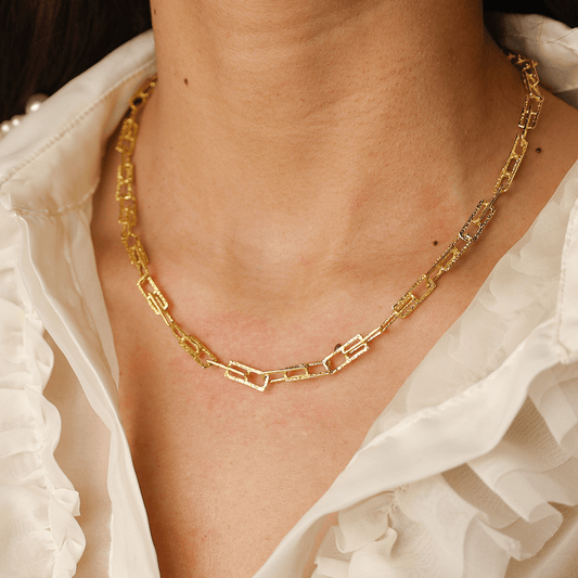 Gargantilha em Ouro 19kl com Corrente Martelada (43cm) - Loja do Ouro