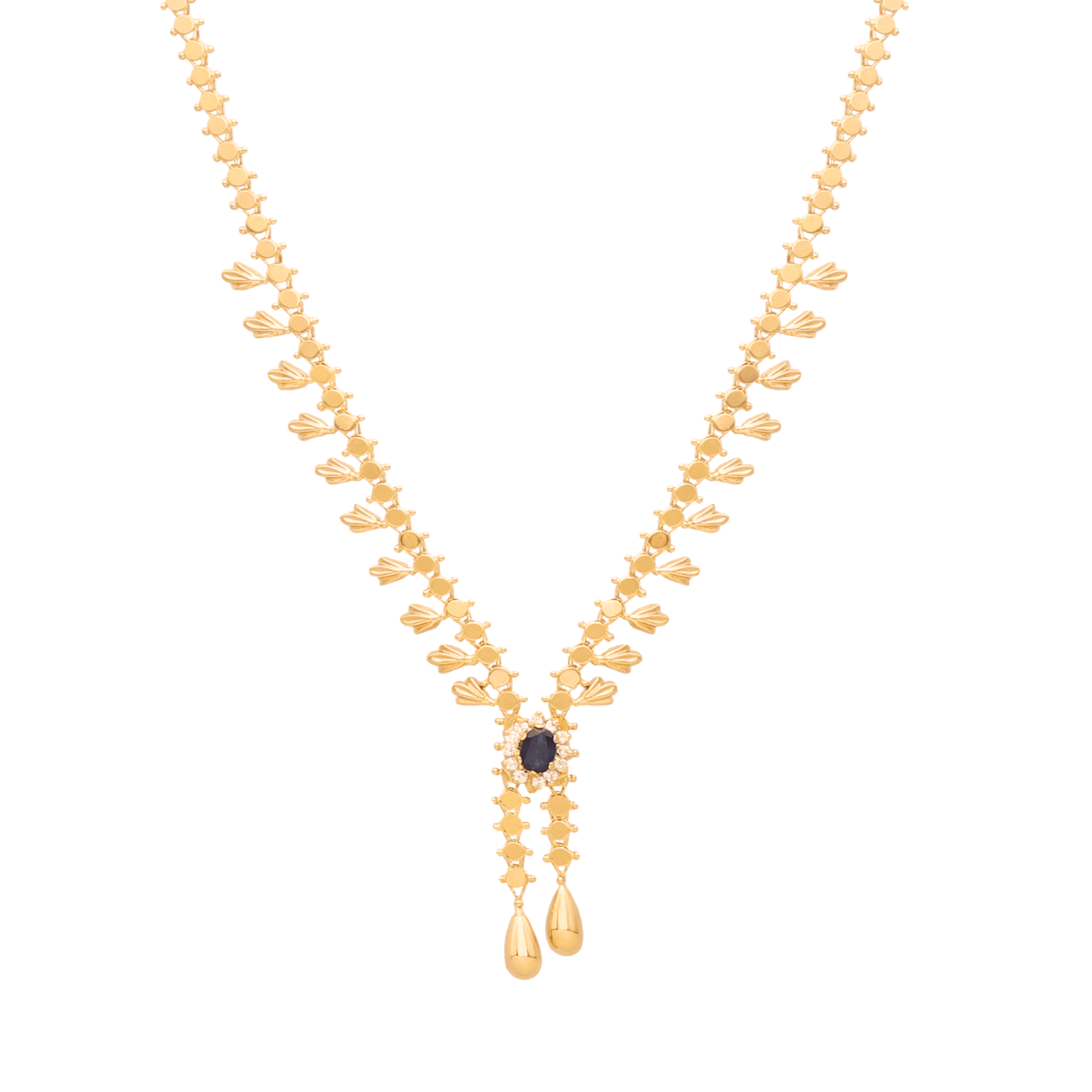 Gargantilha em Ouro 19kl com Safiras e Zircónias (40cm) - Loja do Ouro